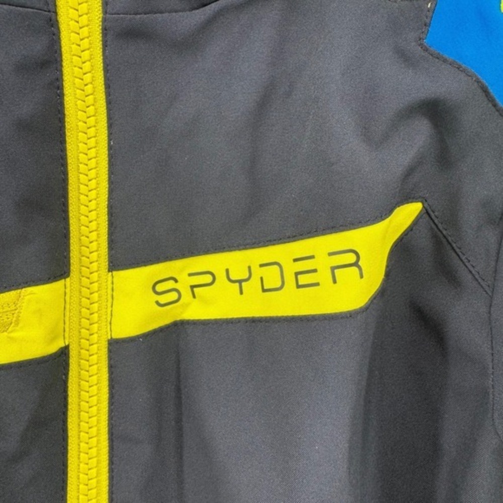 Spyder Boys Challenger Insulated Ski Jacket‎ 12 Black/Yellow/Blue Hooded Coat - Picture 3 of 11